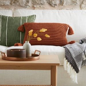 18” x 18” stripe pattern throw pillow dark green